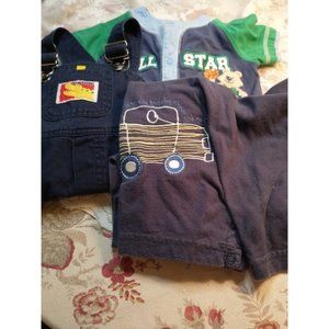 Lot of 3 unisex 2 body suits & overalls size 18M & 18-24M